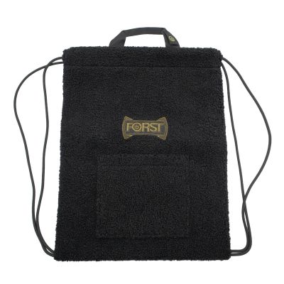Black Sherpa drawstring backpack with FORST logo