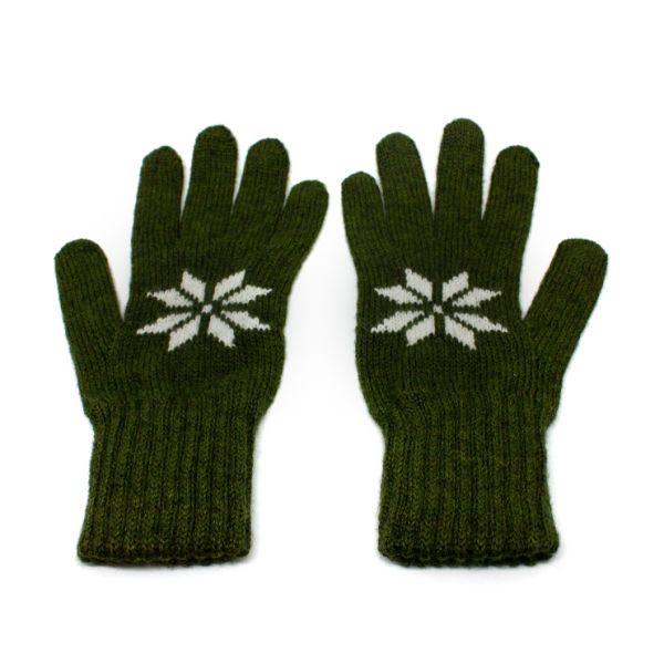 Knitted gloves green/white
