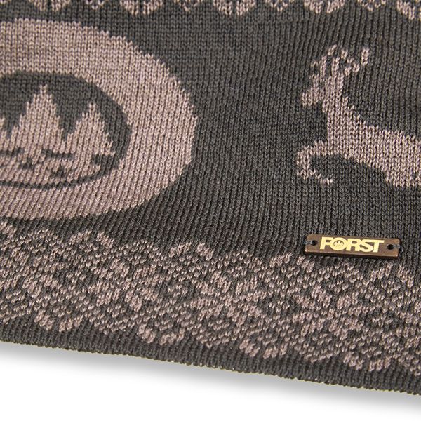Sciarpa FORST in beige-verde con motivo renna