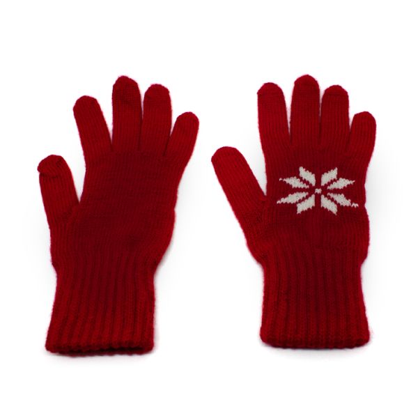 Guanti a maglia rosso foresta/bianco