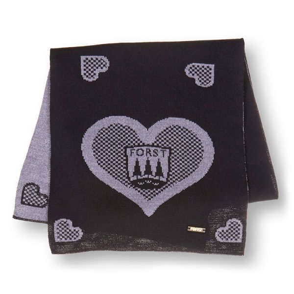 Sciarpa FORST nero-grigio con motivo a cuore