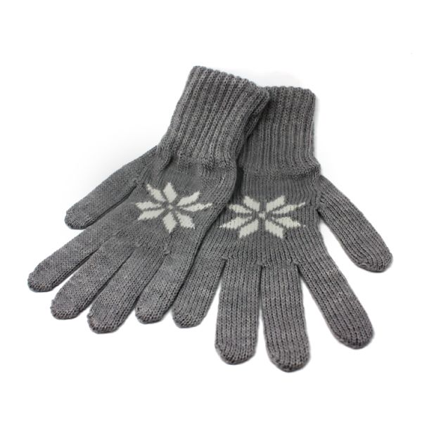 Guanti a maglia foresta perla/bianco
