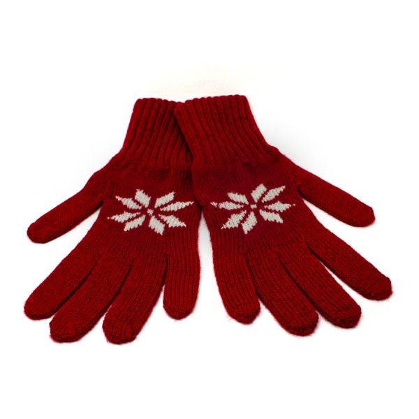 Guanti a maglia rosso foresta/bianco