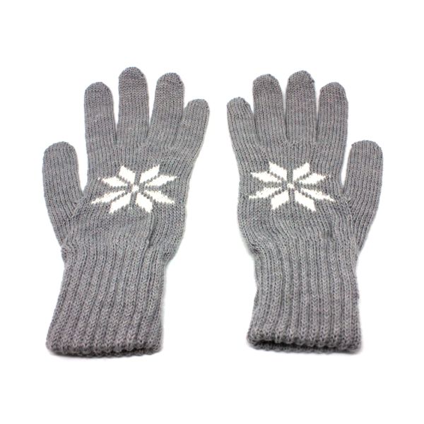 Guanti a maglia foresta perla/bianco