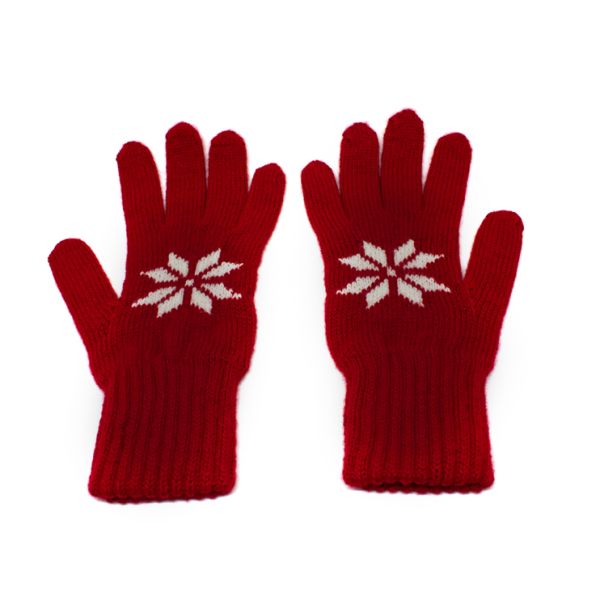 Guanti a maglia rosso foresta/bianco