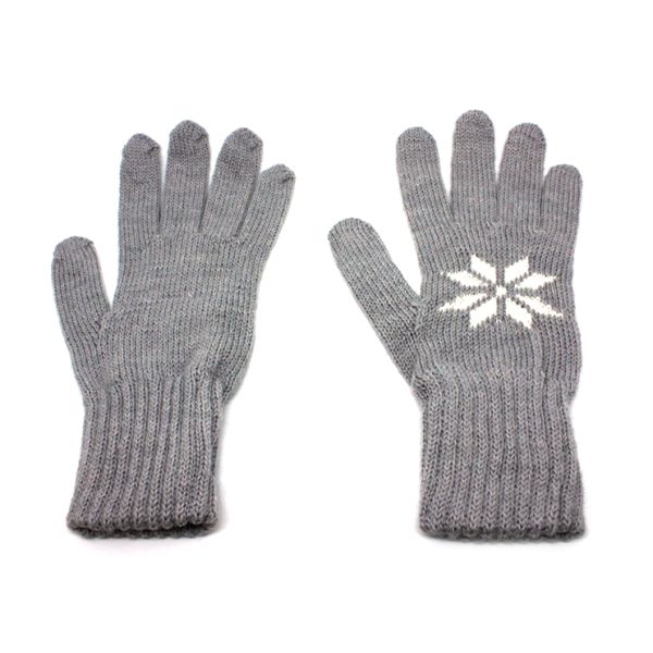 Guanti a maglia foresta perla/bianco