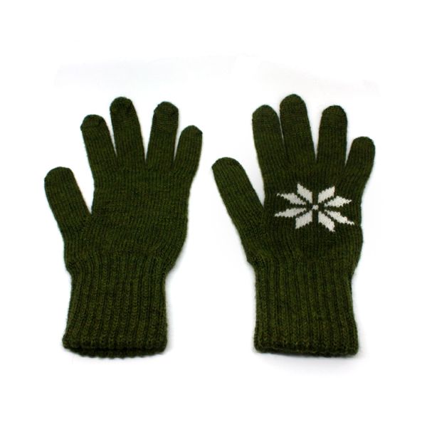 Knitted gloves green/white