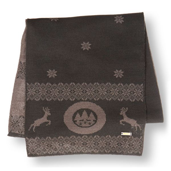 Sciarpa FORST in beige-verde con motivo renna