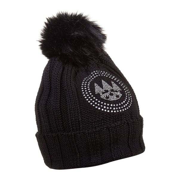 Cappello invernale FORST in nero-grigio con pom-pom