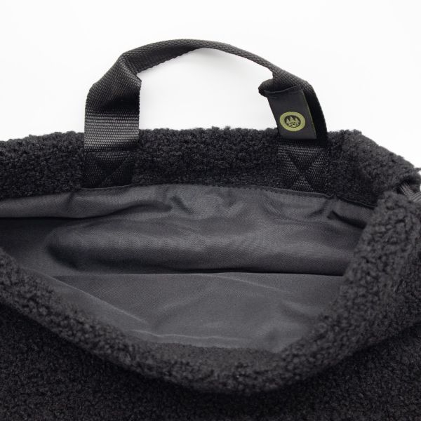 Black Sherpa drawstring backpack with FORST logo