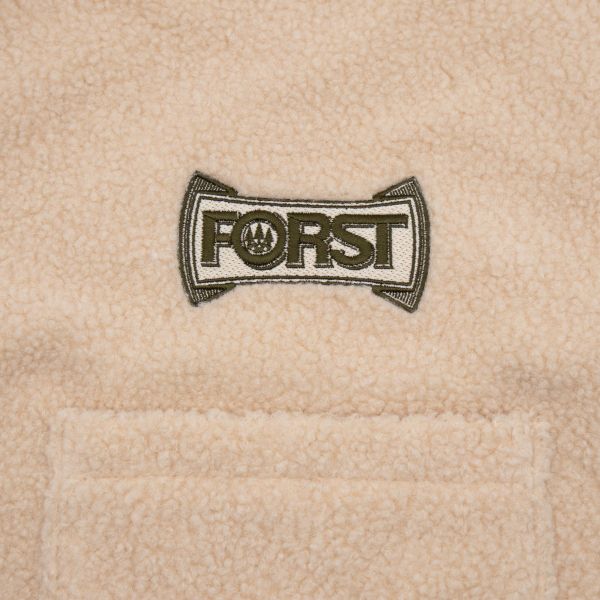 Beige Sherpa drawstring backpack with FORST logo