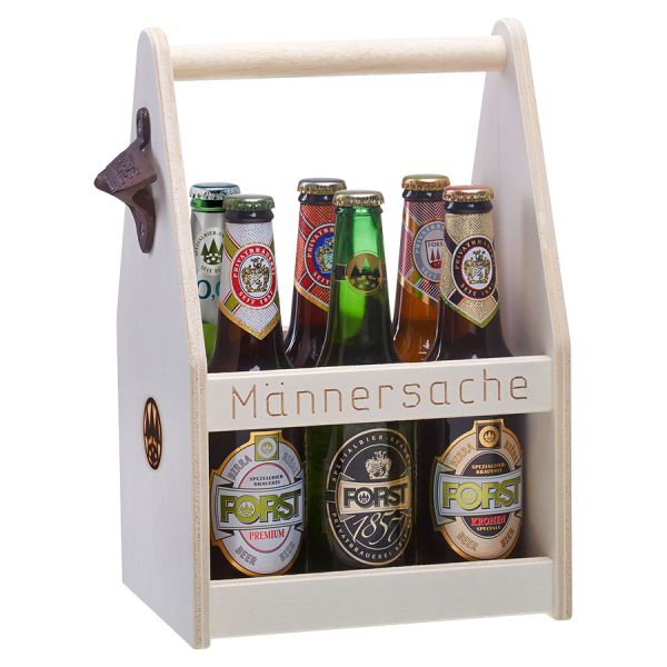 FORST Sixpack in legno con apribottiglie
