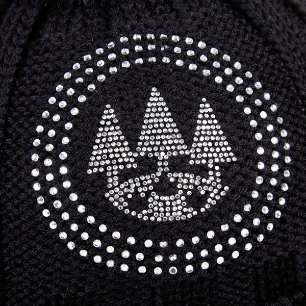 Cappello invernale FORST in nero-grigio con pom-pom