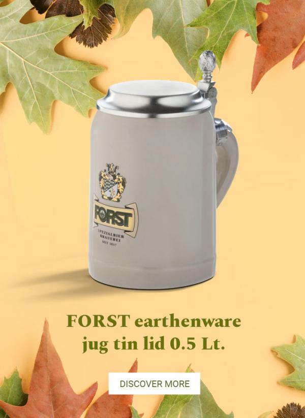 FORST earthenware jug tin lid 0.5 Lt.