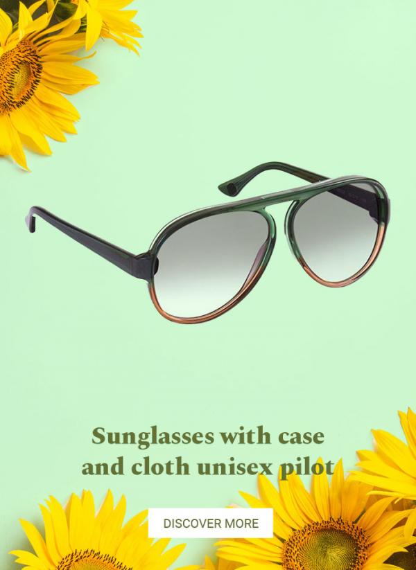 Sunglasses with case and cloth unisex pilot